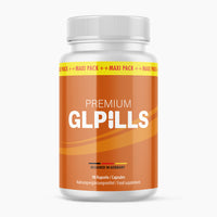 Thumbnail for Weiße Kunststoffdose Premium GLPills mit orangefarbenem Etikett und 90 Kapseln