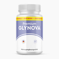 Thumbnail for Premium Glynova Dose mit 60 Kapseln und Hinweis Nahrungsergänzungsmittel auf weißem Hintergrund