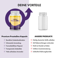 Thumbnail for Premium Prostaone Produktgrafik mit Vorteilsübersicht, Zutatenhinweisen und Vergleichsprodukt