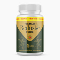 Thumbnail for Premium Redustar Forte dietary supplement in a white tin containing 90 capsules and a green-gold label.