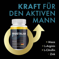 Thumbnail for Prostalab Premium Dose mit Schriftzug Kraft für den aktiven Mann und Zutatenübersicht rechts