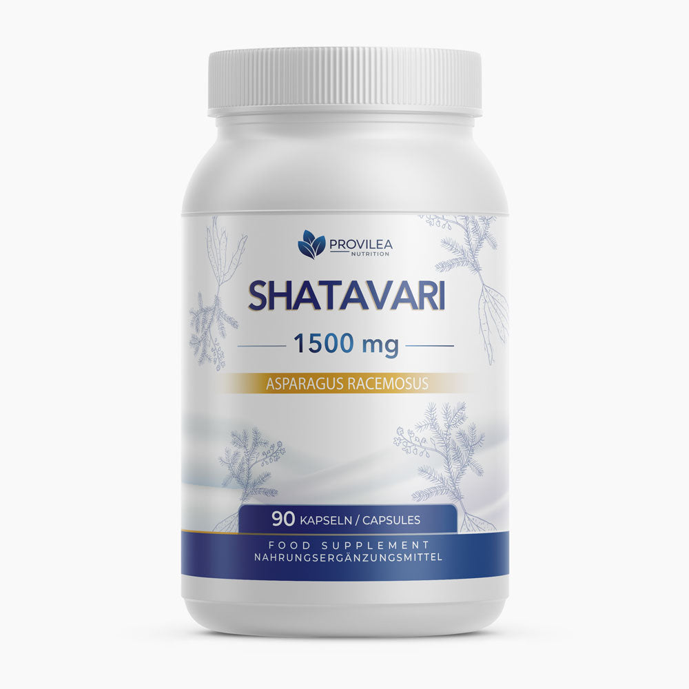 Weiße Kunststoffdose Provilea Shatavari 1500 mg mit 90 Kapseln