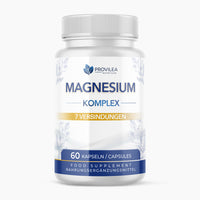 Thumbnail for Provilea Magnesium Komplex als weiße Dose mit 7 Verbindungen und 60 Kapseln auf hellem Hintergrund