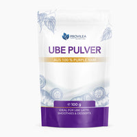 Thumbnail for Provilea Nutrition Ube Pulver im weißen Beutel mit lila Akzenten und 100 Gramm Inhalt frontal