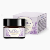 Thumbnail for Rindertalg Creme von PROVILEA im Tiegel vor Produktkarton mit Beef Tallow Etikett und Lavendelmotiv