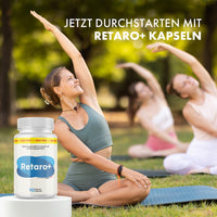 Thumbnail for Frauen beim Yoga im Park mit Retaro+ Kapseln und Text Jetzt durchstarten
