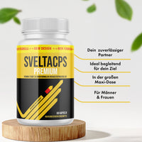 Thumbnail for Sveltacps Premium mit 60 Kapseln; die Werbung betont „Maxi-Dose“ und „Für Männer & Frauen“
