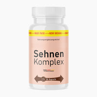 Thumbnail for Sehnen Komplex Dose mit hellem Etikett, gelbem New-Design-Streifen und Angabe mit 90 Kapseln