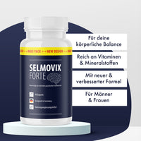 Thumbnail for Selmovix Forte mit 90 Kapseln; Werbegrafik nennt Vitamine, Mineralstoffe und Männer & Frauen