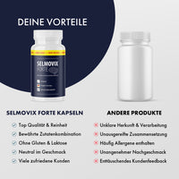 Thumbnail for Werbegrafik vergleicht Selmovix Forte Kapseln mit anderen Produkten und hebt eigene Vorteile hervor 