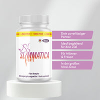 Thumbnail of hand with two capsules next to Slimmatica Forte can and text "simple application".