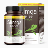 Thumbnail for Slimqa Coffee Premium Nahrungsergänzungsmittel als Dose mit 90 Kapseln und Verpackung daneben
