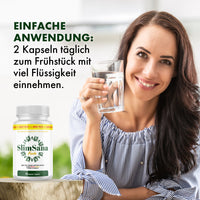 Thumbnail for Frau hält ein Wasserglas, daneben Text „EINFACHE ANWENDUNG: 2 Kapseln täglich“