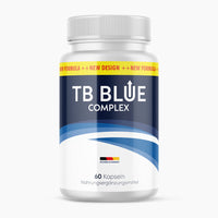 Thumbnail for TB Blue Complex Dose mit blau-weißem Etikett, 60 Kapseln und Aufdruck Nahrungsergänzungsmittel