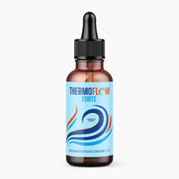 Thumbnail for Braune Thermoflow Forte Pipettenflasche mit hellblauem Etikett und Wellenmotiv auf weißem Grund