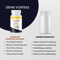 Thumbnail for Vapocept Premium mit Vergleichsgrafik zu anderen Produkten und beworbenen Vorteilen wie Qualität und Reinheit
