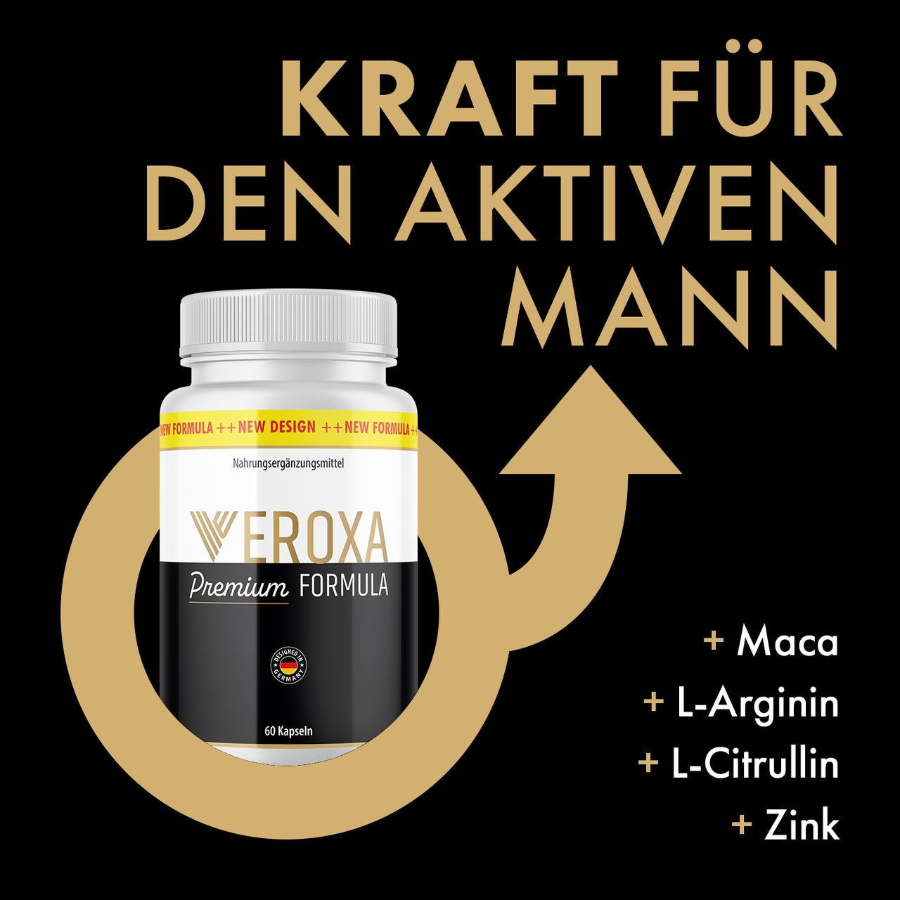Veroxa Premium Formula Nahrungsergänzungsmittel mit  Maca, L-Arginin und Zink