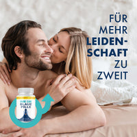 Thumbnail for Paar auf Bett in inniger Umarmung, daneben Slogan und Produktabbildung Wie die blaue Pille