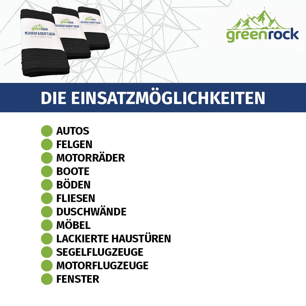 greenrock Mikrofasertuch (schwarz) - Umfangreiches Einsatzspektrum - ApoNatura